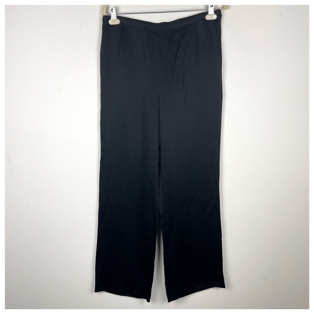 Lafayette 148 Womens Dress Pants Size 12 Black High Rise Wide Leg​​​​​